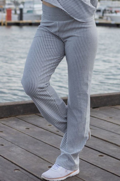 Cotton Pants Stripes GREY MELANGE