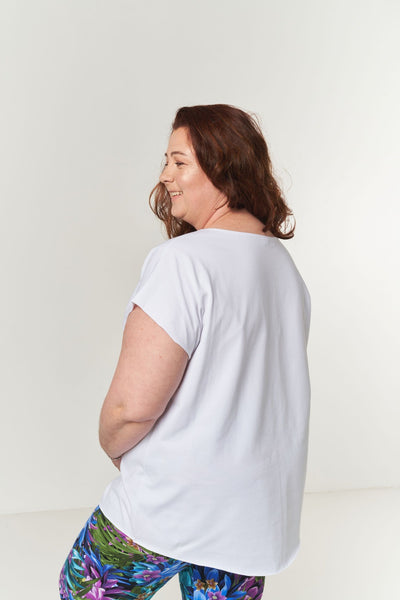 Curvy and Plus Size clothing. White cotton top  