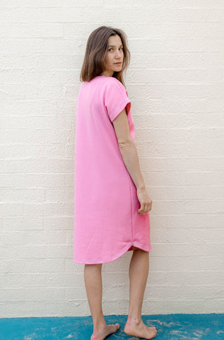 Pink dress. Casual dress. Cotton dress. Womens clothing.