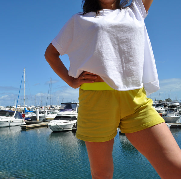 yellow cotton shorts 
